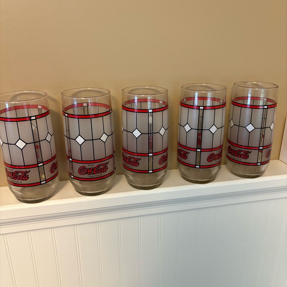 Coca-Cola Vintage Frosted Patterned Glasses